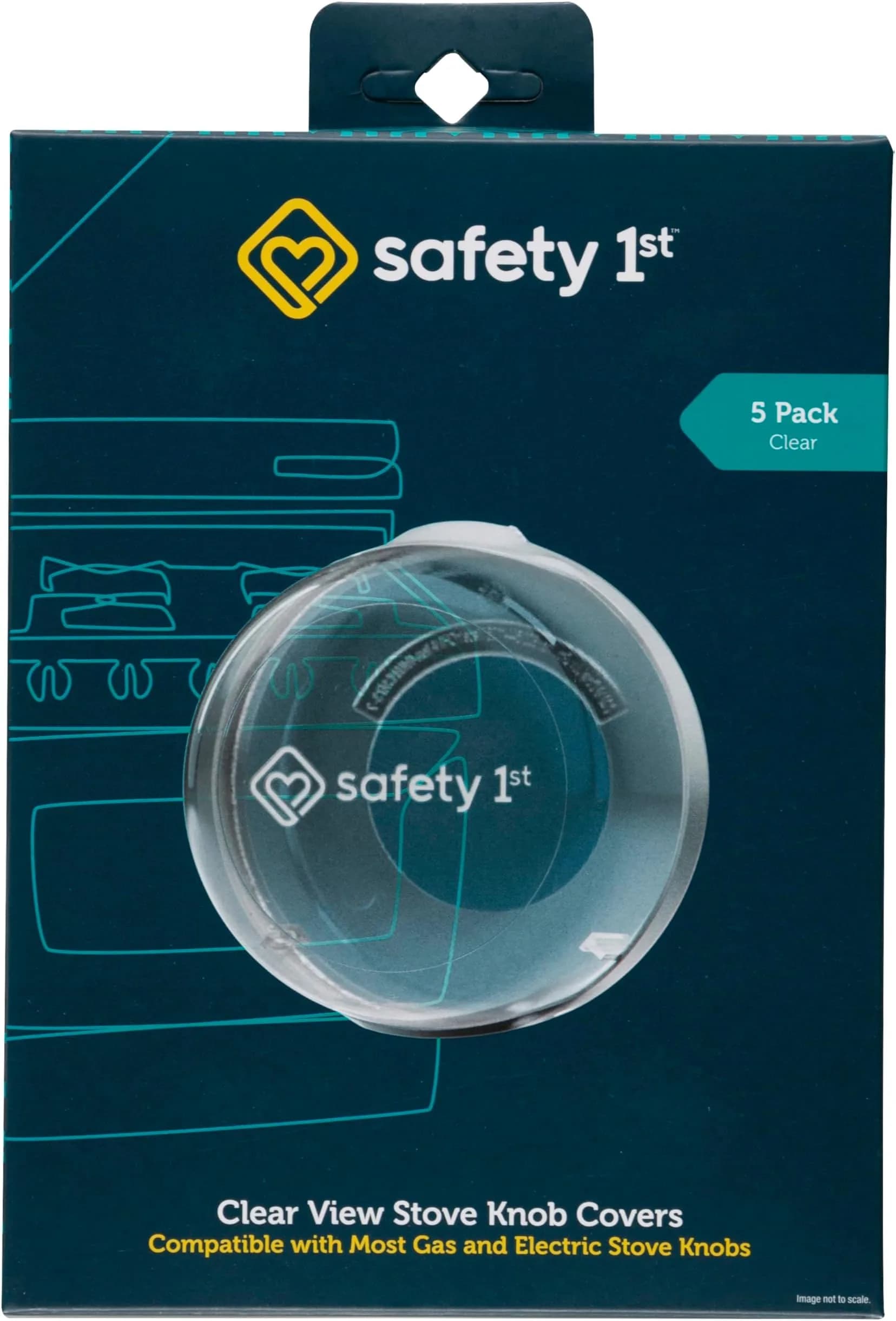 Safety 1st Clear View Stove Knob Covers (Set of 5) Pack of 12 | Child Proof Design for Gas & Electric Stoves — Transparente
