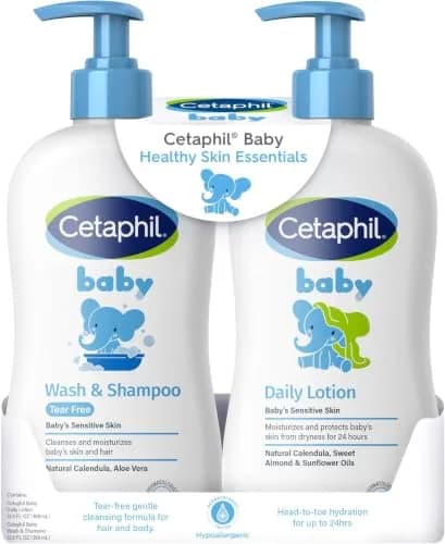Cetaphil Baby Wash & Shampoo Plus Body Lotion 13.5 Fl Oz (Pack of 12) | Gentle Head to Toe Hydration for Sensitive Skin thumbnail 1