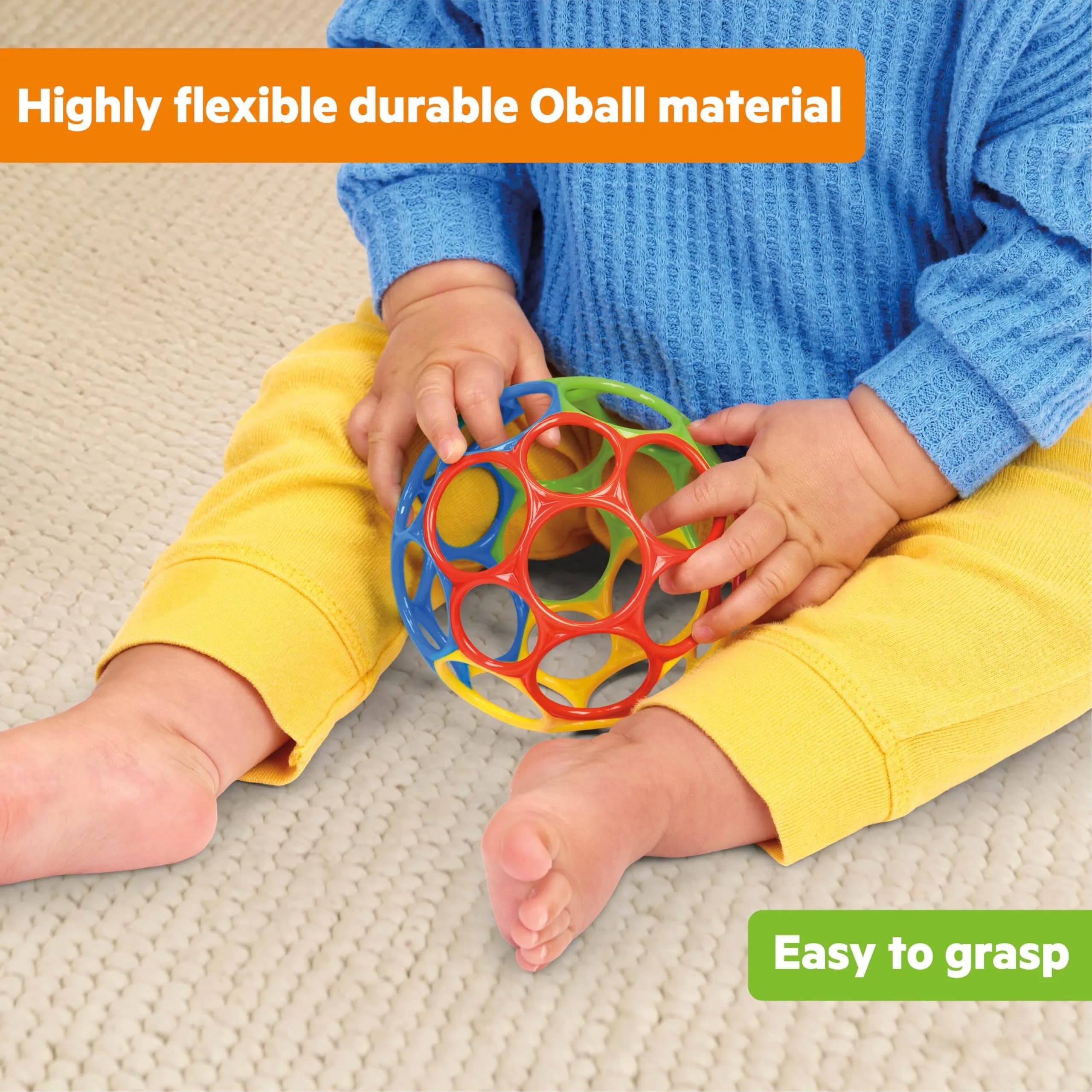 Bright Starts Oball Classic Easy-Grasp Ball 6-Pack | BPA-Free Infant Toy for Newborns and Up - view 4
