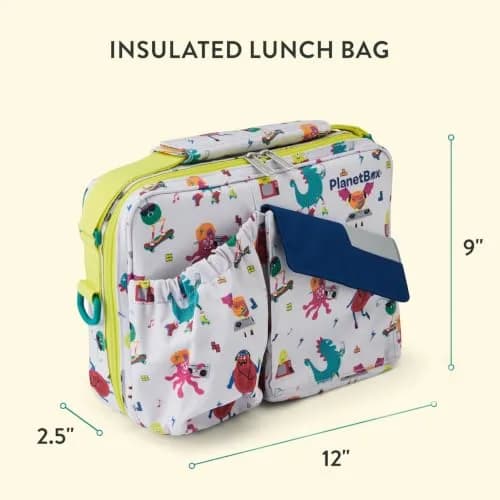 PlanetBox Insulated Lunch Bag with Patches | Durable, BPA-Free, Easy Clean, 12 x 9 x 2.5 Inch thumbnail 2