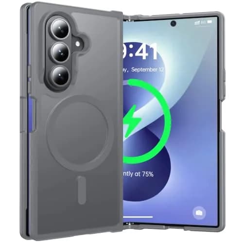 FNDMIL Magnetic Case for Samsung Galaxy Z Fold 8 Ultra (8.0 inch) | Grey Translucent Matte Hard PC Back with Soft TPU Silicone Frame thumbnail 1