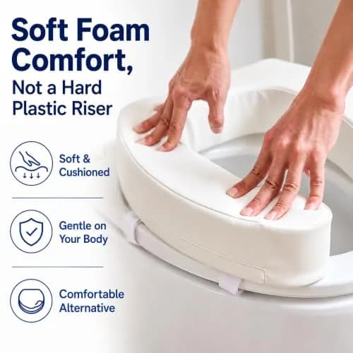 PAZ WEAN Padded Raised Toilet Seat Riser with Soft Foam Cushion 7.6 cm (3 Inches) | Comfortable Height for Easier Sitting & Standing thumbnail 3