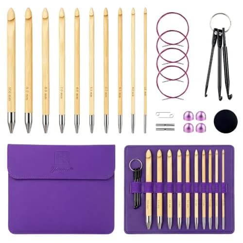 Yarniss Tunisian Bamboo Crochet Hook Set with Swivel Cable 3.5mm-10.0mm | Versatile Bamboo Crochet Kit for All Projects thumbnail 1