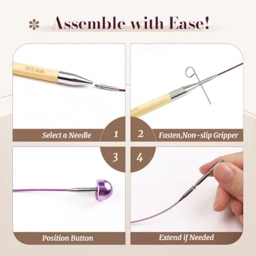 Yarniss Tunisian Bamboo Crochet Hook Set with Swivel Cable 3.5mm-10.0mm | Versatile Bamboo Crochet Kit for All Projects thumbnail 4