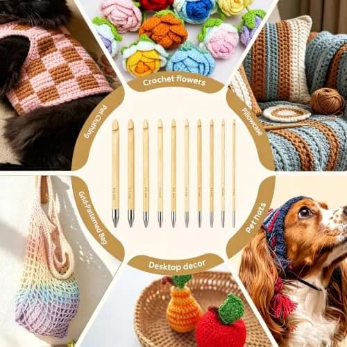 Yarniss Tunisian Bamboo Crochet Hook Set with Swivel Cable 3.5mm-10.0mm | Versatile Bamboo Crochet Kit for All Projects thumbnail 6
