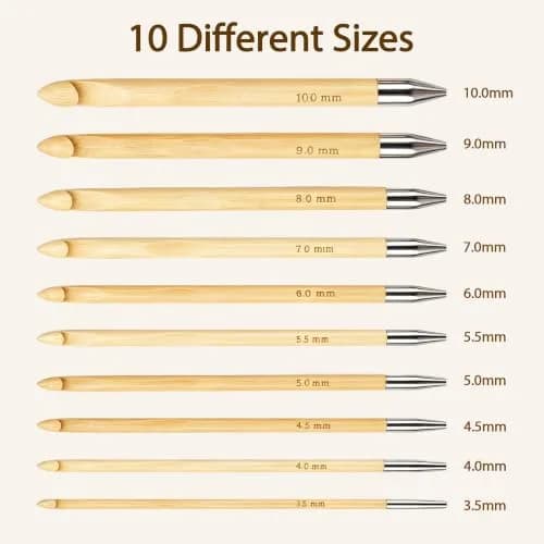Yarniss Tunisian Bamboo Crochet Hook Set with Swivel Cable 3.5mm-10.0mm | Versatile Bamboo Crochet Kit for All Projects thumbnail 2