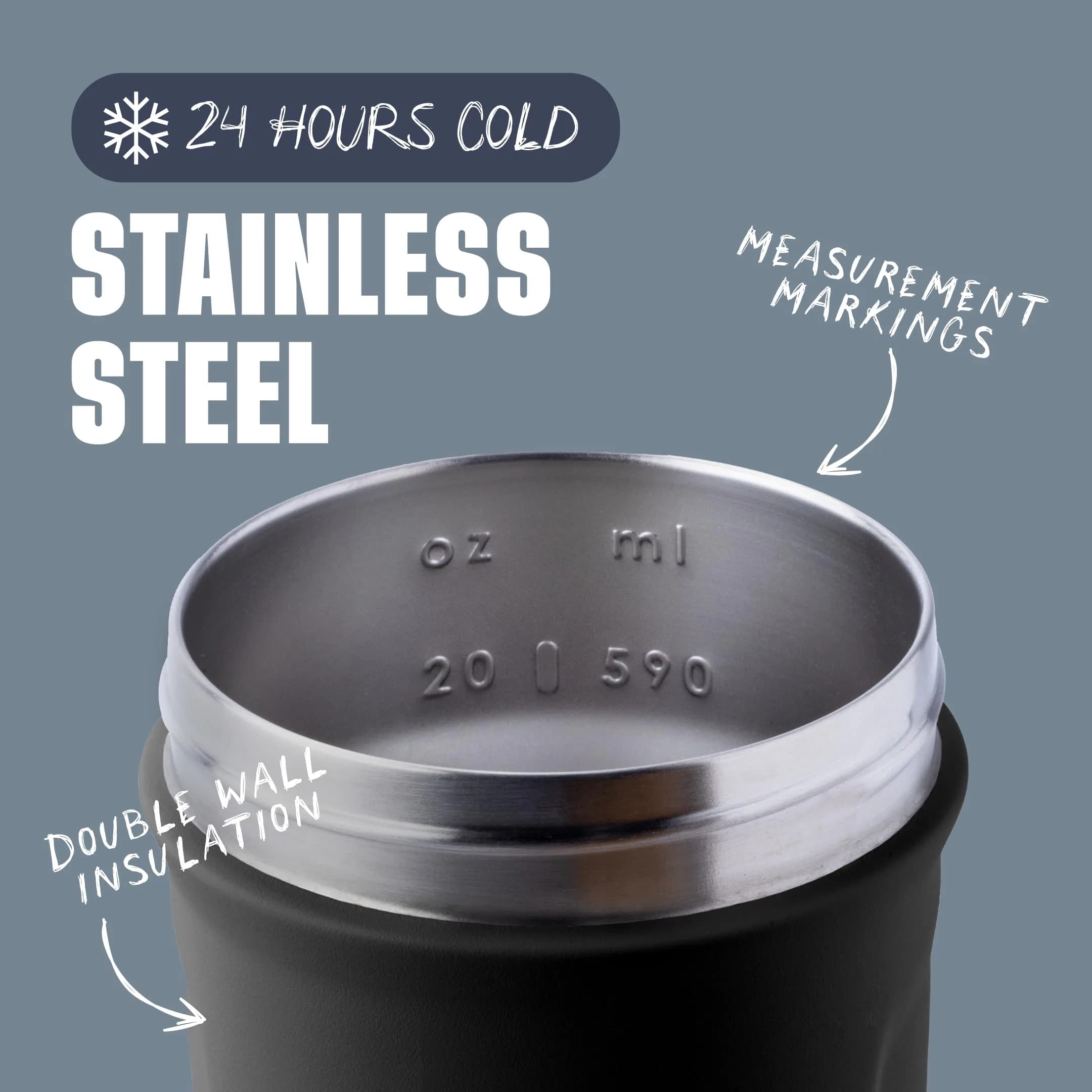 BlenderBottle Sport Sleek Insulated Stainless Steel Shaker Cup 650ml (22oz) | Keeps Drinks Cold for 12 Hours - view 3