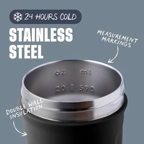 BlenderBottle Sport Sleek Insulated Stainless Steel Shaker Cup 650ml (22oz) | Keeps Drinks Cold for 12 Hours thumbnail 3