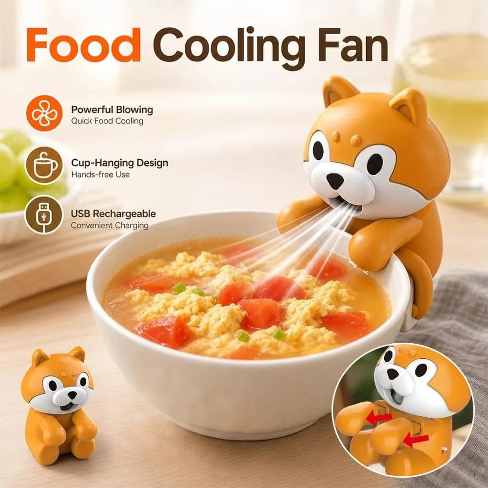 Generic Cute Dog Animal Mini Fan 6.5cm (2.56in) | Clip-On Beverage Cooler for Coffee & Soup - view 5