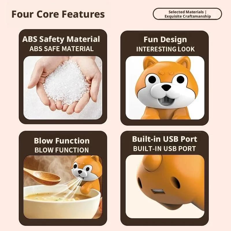 Generic Cute Dog Animal Mini Fan 6.5cm (2.56in) | Clip-On Beverage Cooler for Coffee & Soup thumbnail 7