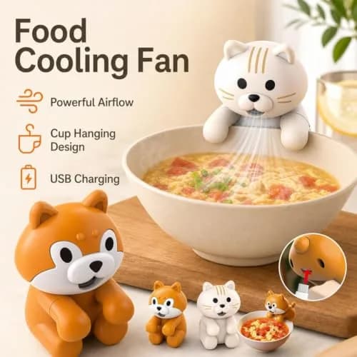 Generic Cute Dog Animal Mini Fan 6.5cm (2.56in) | Clip-On Beverage Cooler for Coffee & Soup thumbnail 3