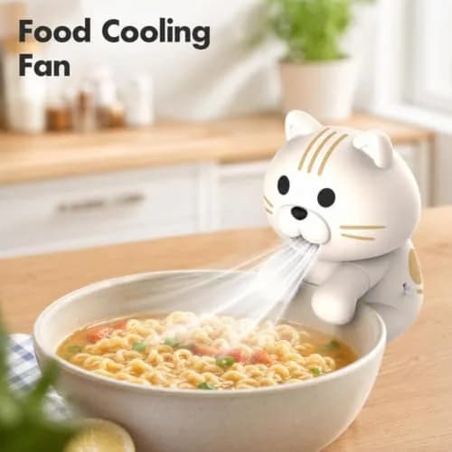 Generic Cooling Clip-On Mini Fan for Cup & Bowl, Cute Cat Animal Fans Coffee Chiller | USB-C Rechargeable, Portable, Hands-Free thumbnail 4