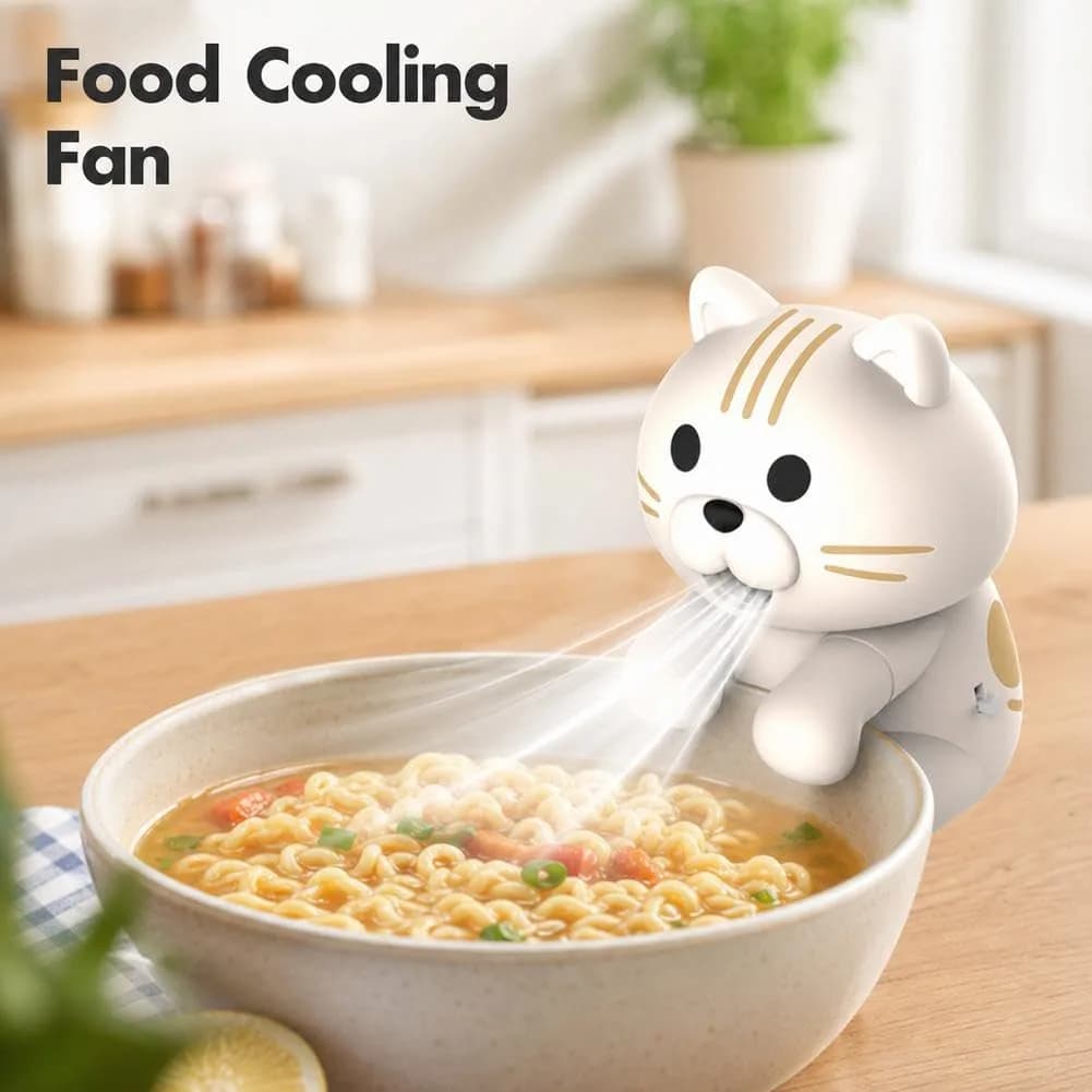 Generic Cooling Clip-On Mini Fan for Cup & Bowl, Cute Cat Animal Fans Coffee Chiller | USB-C Rechargeable, Portable, Hands-Free - view 4