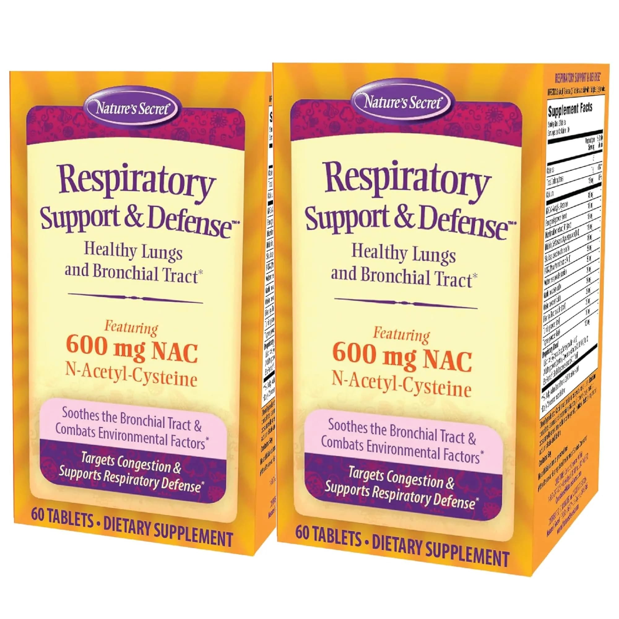 Nature's Secret Respiratory Support & Defense + NAC 90 Count (Pack of 2) | Supports Lung & Bronchial Wellness - main product image