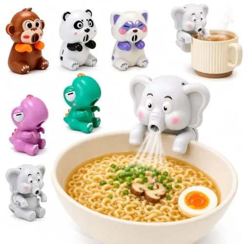 MIZSXF Cute Elephant Cooling Clip-On Mini Fan 8cm (3.15in) | 3-Speed Rechargeable for Cups & Bowls thumbnail 1