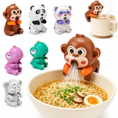 MIZSXF Cute Elephant Cooling Clip-On Mini Fan 8cm (3.15in) | 3-Speed Rechargeable USB Coffee Chiller for Bowls & Cups thumbnail 1