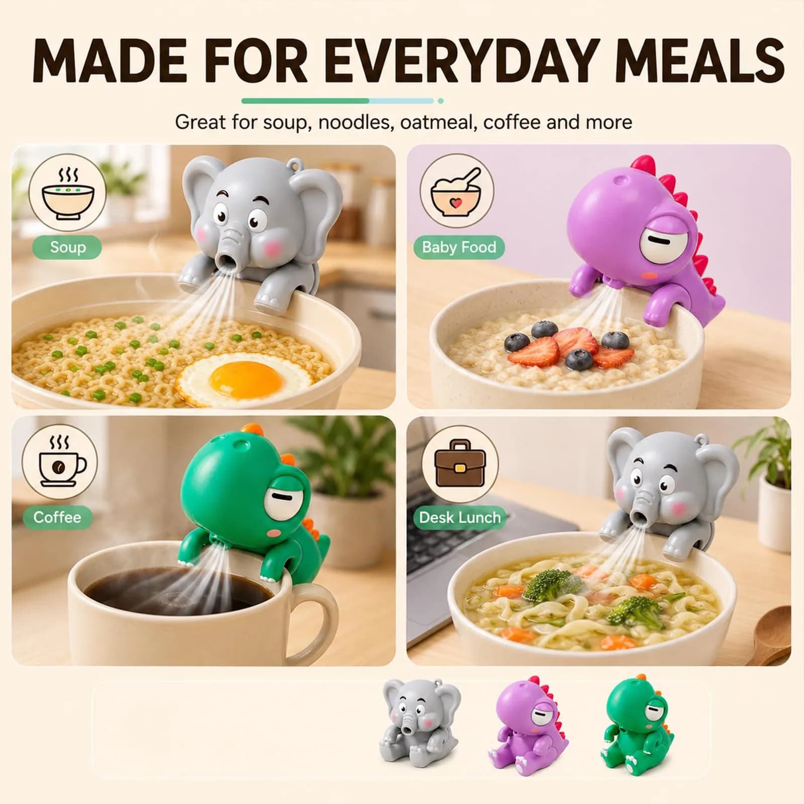 UWYJK Elephant Clip-On Mini Fan 8cm (3.15in) | Cools Food & Drinks Hands-Free - view 6