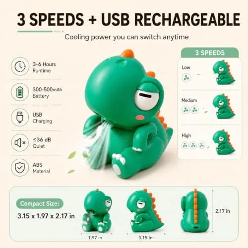 UWYJK Elephant Clip-On Mini Fan for Cups & Bowls, Rechargeable 3-Speed Portable Beverage Chiller 8cm (3.15in) | Quiet Operation ≤36dB thumbnail 5