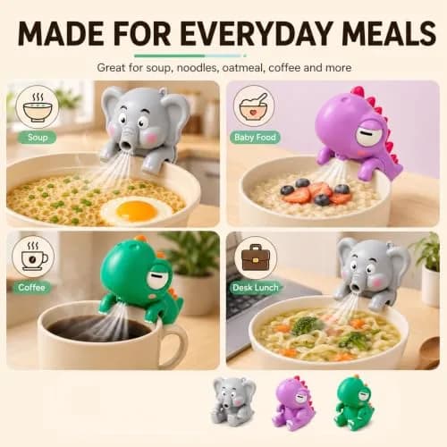 UWYJK Elephant Clip-On Mini Fan for Cups & Bowls, Rechargeable 3-Speed Portable Beverage Chiller 8cm (3.15in) | Quiet Operation ≤36dB thumbnail 6