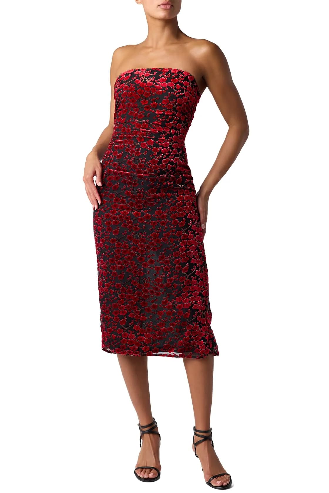 Lulus Pixie Sequin Chiffon Women's Cocktail Midi Dress, Black Floral, Large | Elegant Flare for Evening Events — Navy Metallic / X-Small