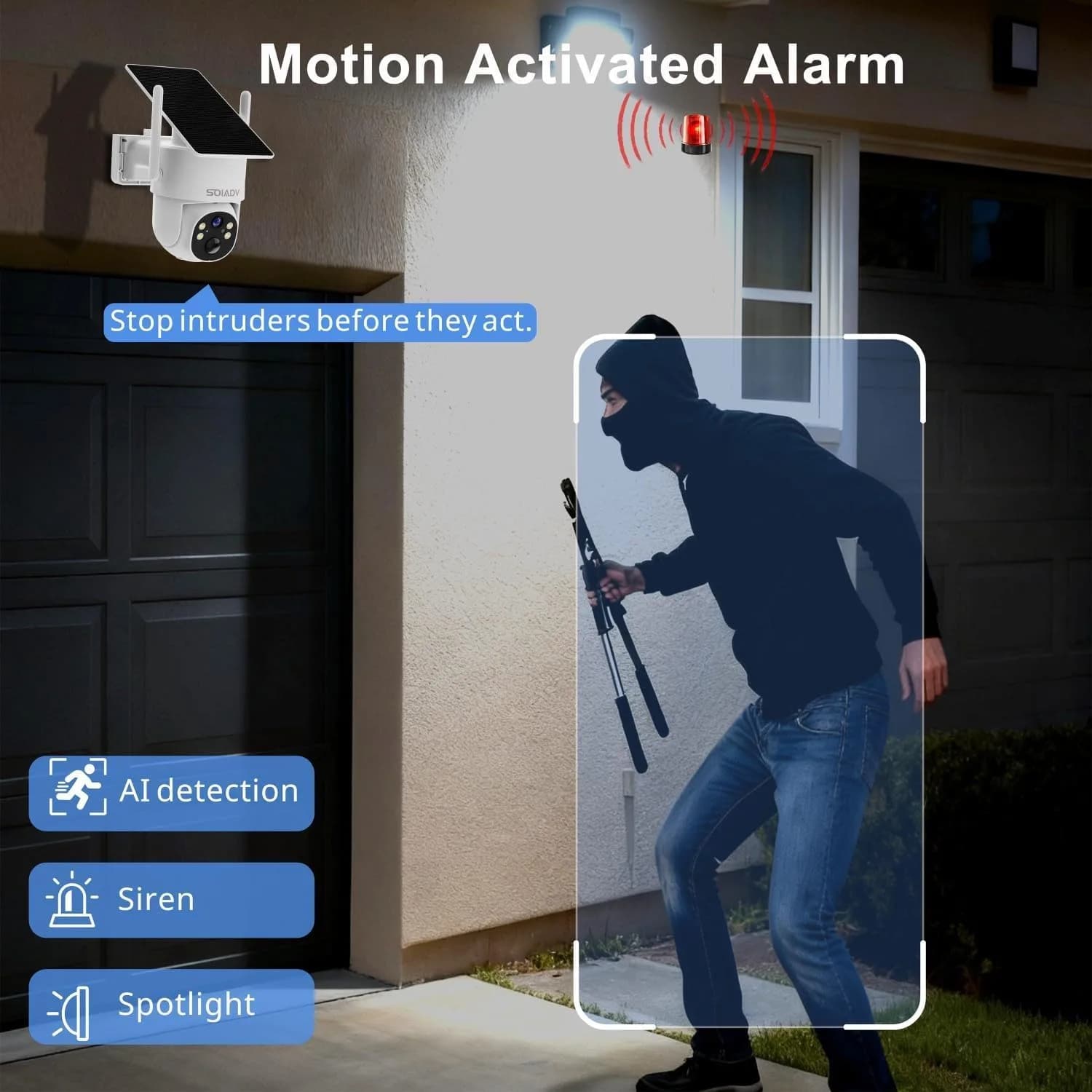 SOIADV Solar Security Camera Wireless Outdoor PTZ 2K | AI Motion, Color Night Vision, IP65 Waterproof - view 5