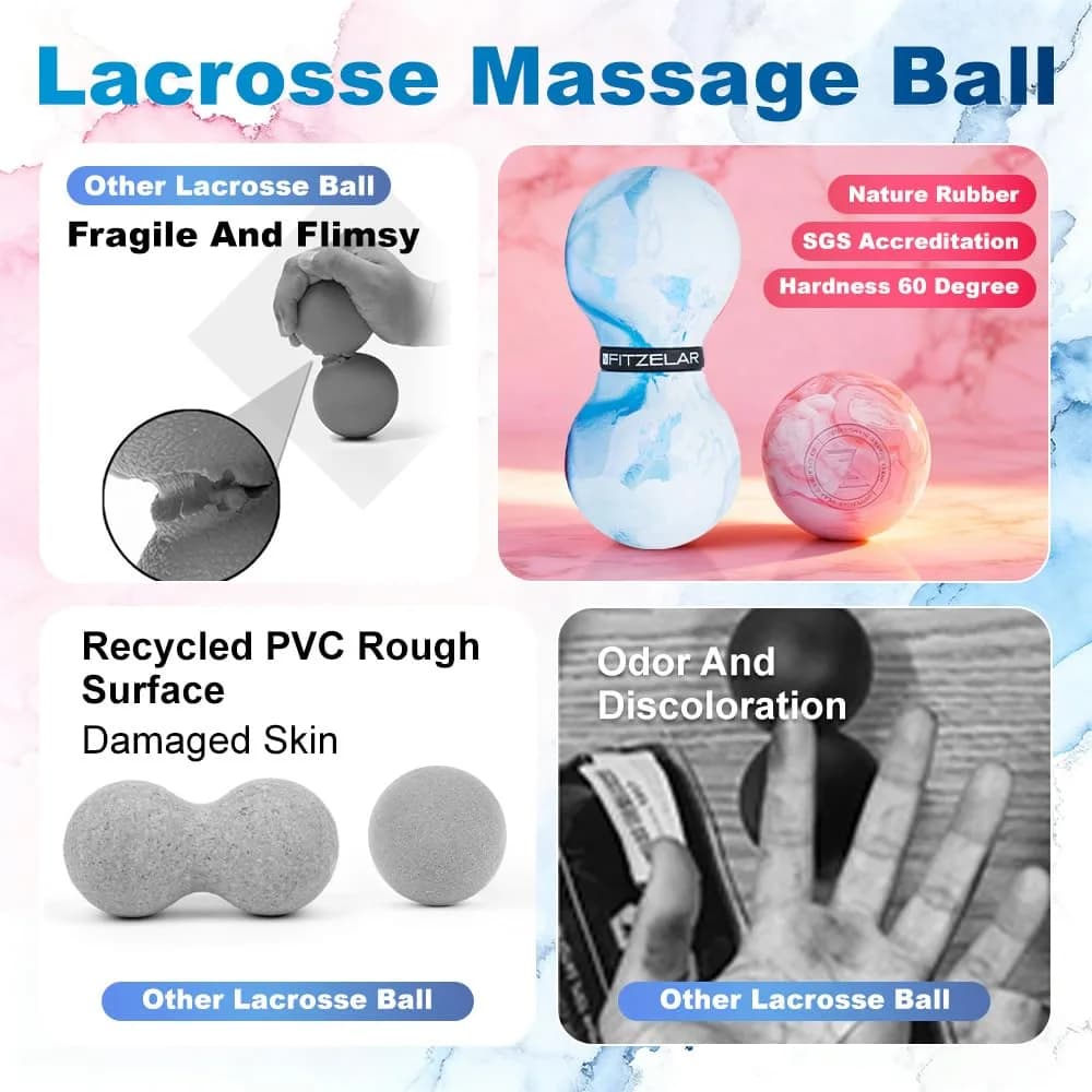 FITZELAR Pink Massage Lacrosse Ball 6.3cm (2.5in) | Quality Certified for Deep Tissue Release - view 6