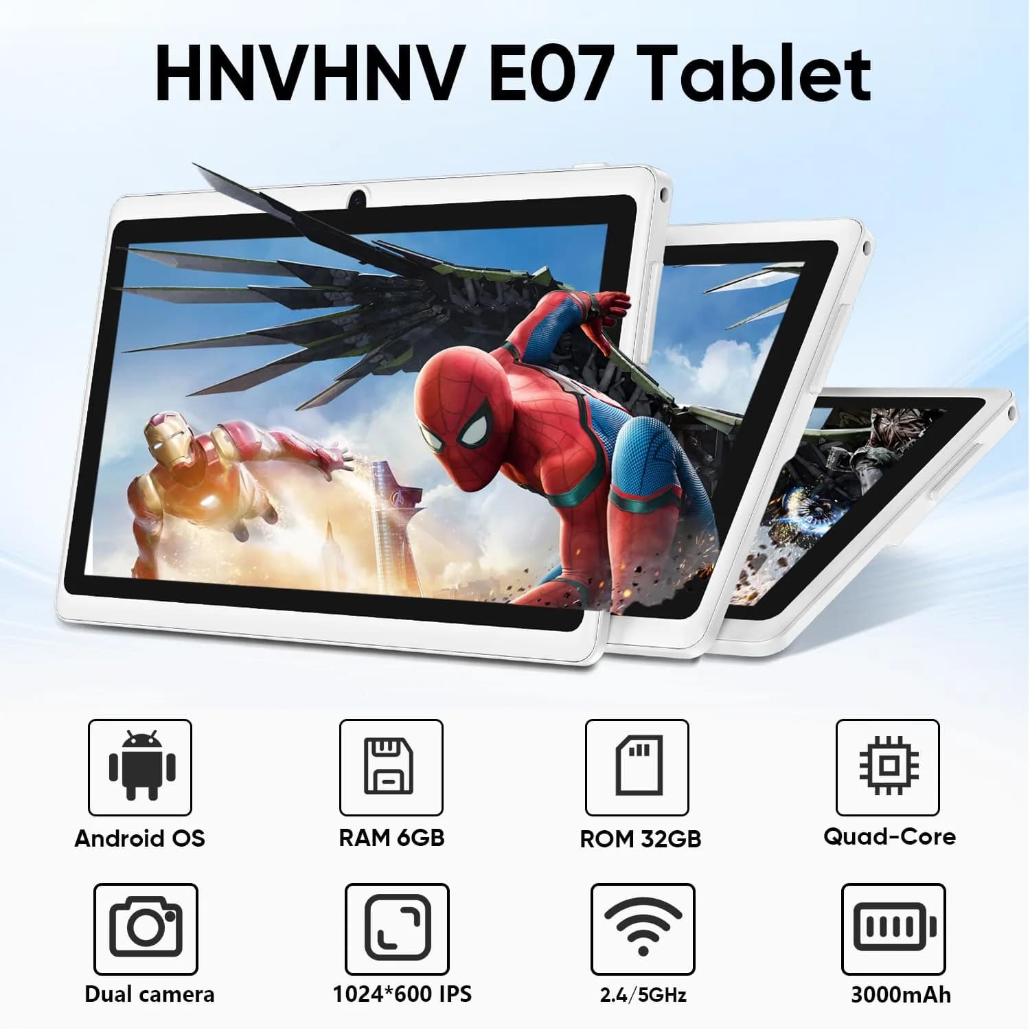 HNVHNV Android Tablet 7 Inch, 6GB RAM 32GB ROM 1TB Expansion, Quad-Core, Blue | GMS Certified for Smooth Performance - view 2