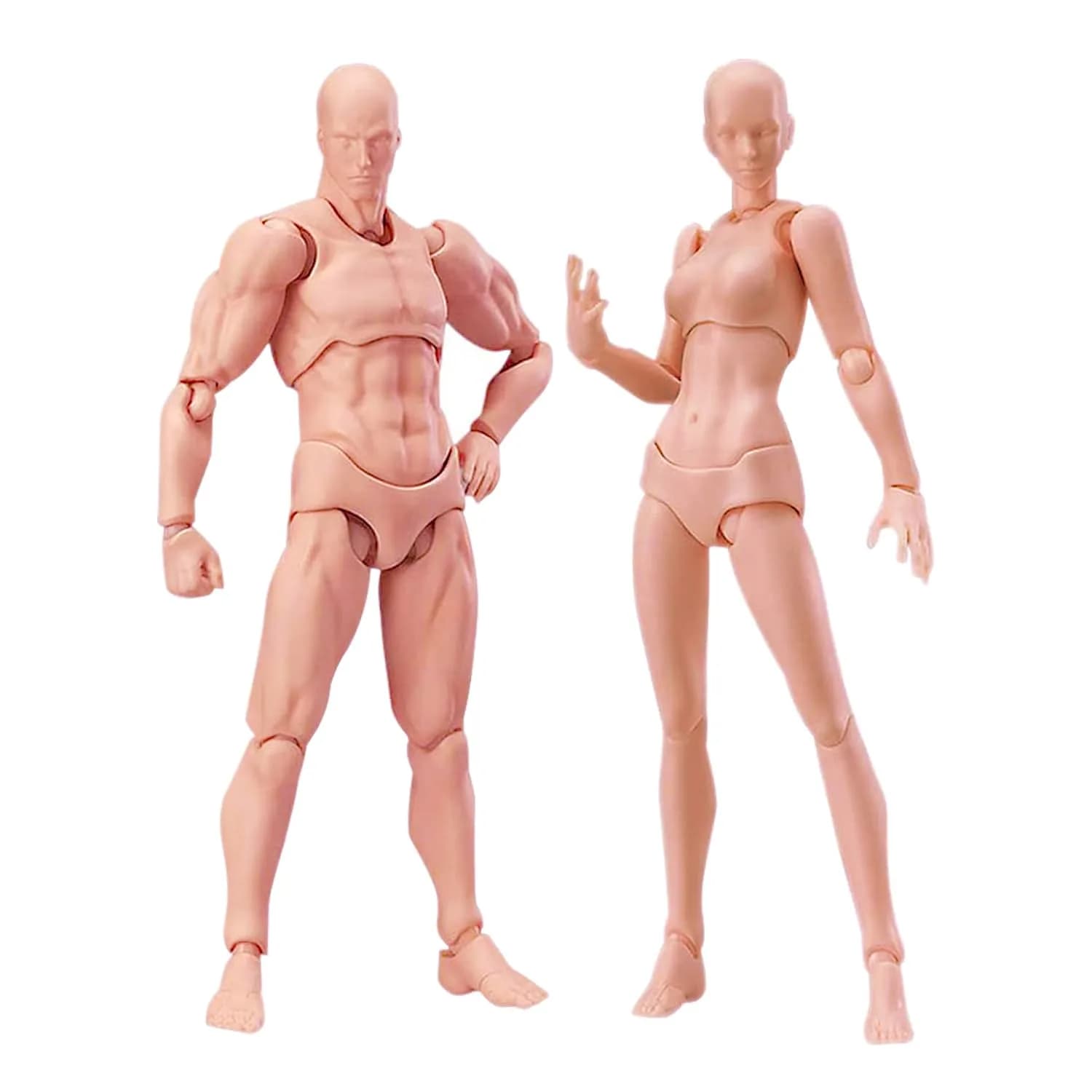 Haniforever Artist Mannequin Figures Male+Female Set 13.97cm (5.5in) | Posable Drawing Model for Artists — Flesh Male+Female Set