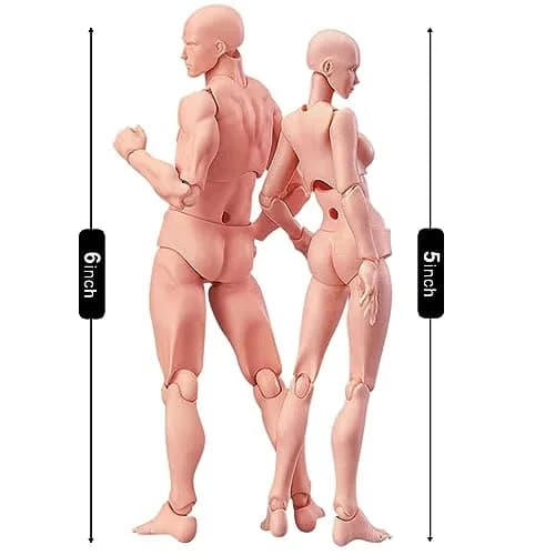 Haniforever Artist Mannequin Figures Male+Female Set 13.97cm (5.5in) | Posable Drawing Model for Artists thumbnail 2