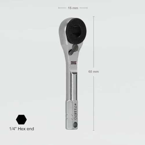 711L 1/4" Hex End Ratchet Wrench (2.35in) | Compact, Durable, Universal Compatibility thumbnail 2