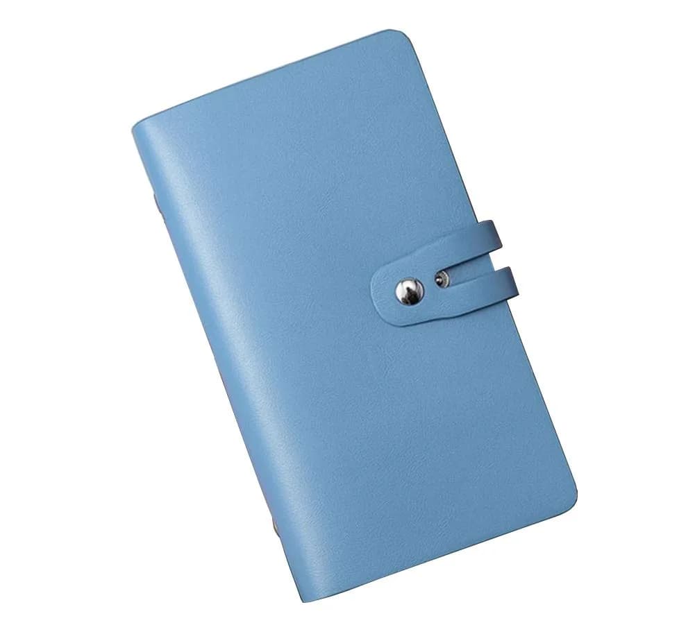 JERLA RFID Credit Card Holder Book - Blue, 96 Card Slots | Genuine PU Leather Organizer - main product image