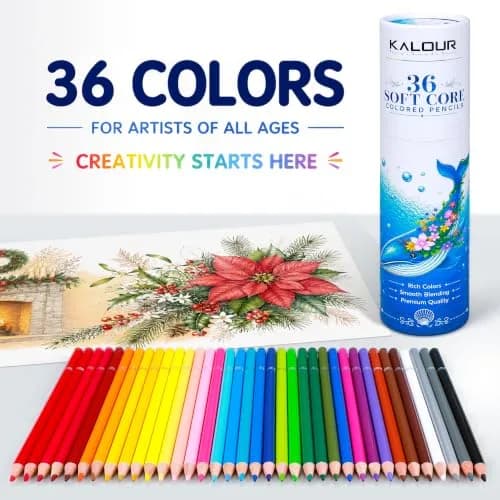 KALOUR 36 Colors Soft Core Colored Pencils Set, 20 cm (7.87 in) | Blendable & High Pigment for Artists thumbnail 8
