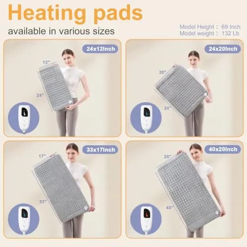 Deepsoon Electric Heating Pad 61x51 cm (24x20 Inch) | Fast Heating with 6 Levels & Auto Shut-Off thumbnail 8