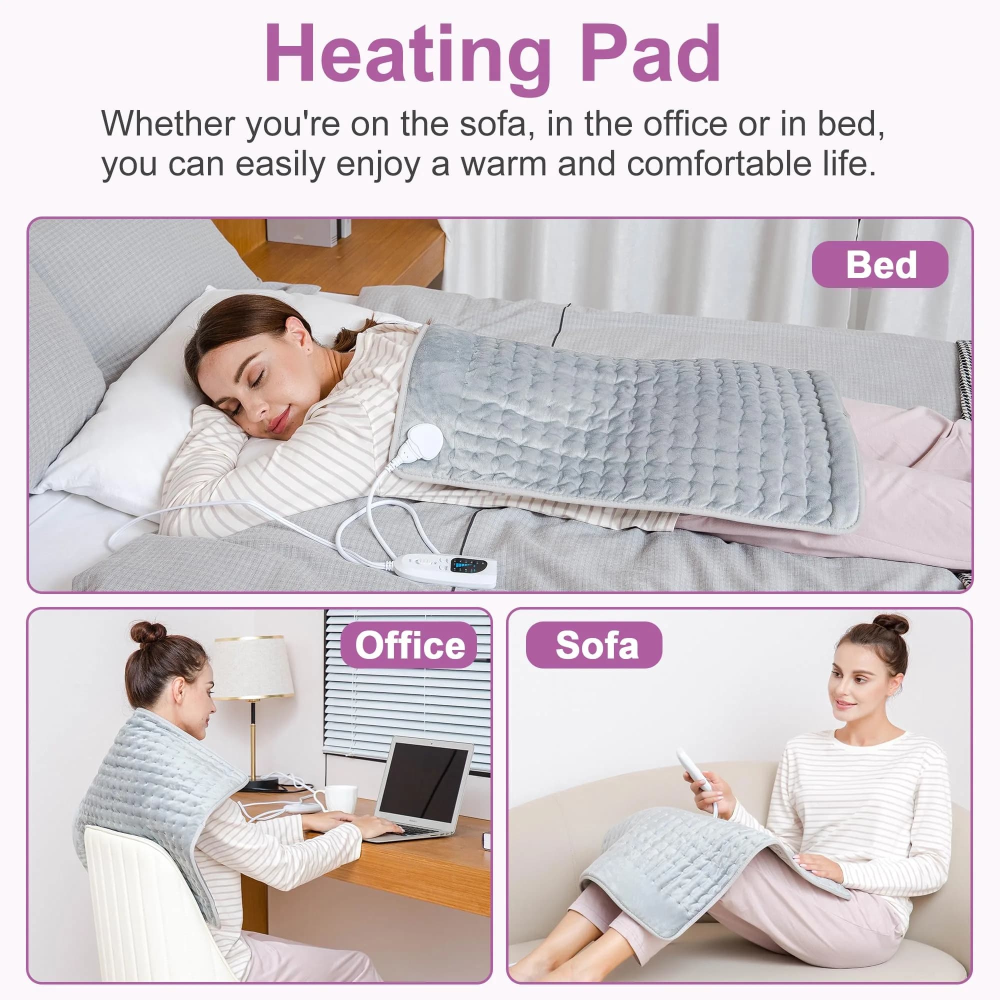 Deepsoon Electric Heating Pad 61x51 cm (24x20 Inch) | Fast Heating with 6 Levels & Auto Shut-Off - view 3