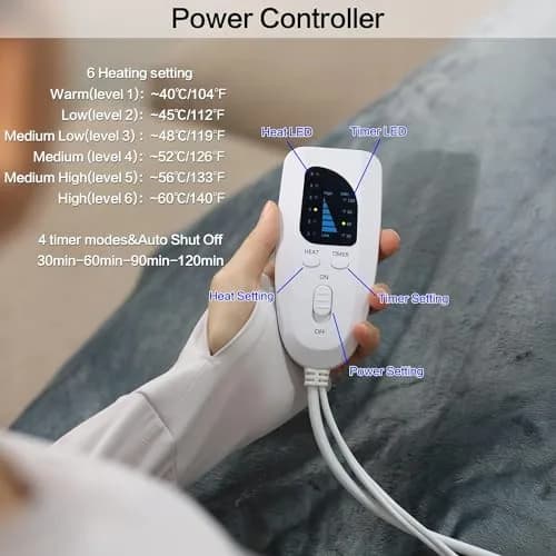 Deepsoon Electric Heating Pad for Back 83cm x 43cm (33"x17") | 6 Heat Settings, 4 Timer, Overheat Protection thumbnail 2