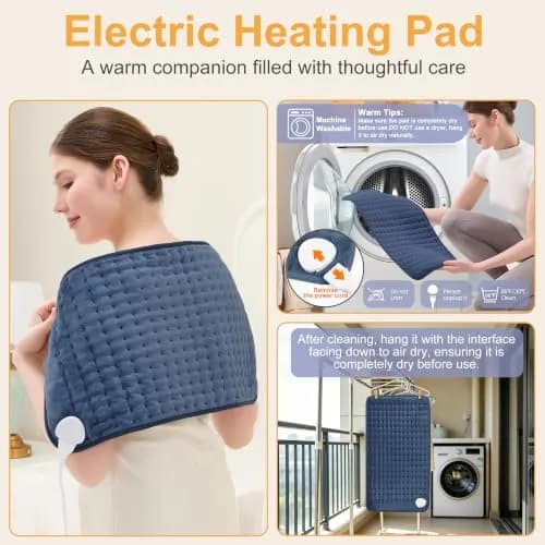Deepsoon Electric Heating Pad 61cm x 30.5cm (24x12 in) | Soft Flannel with 6 Heat Settings & Auto Shut-Off thumbnail 8