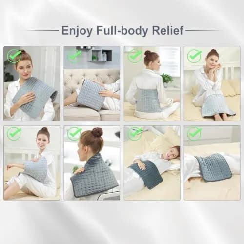 Deepsoon Electric Heating Pad 24x12 Inch Silvergray | 6 Heat Settings & 4 Timer thumbnail 9