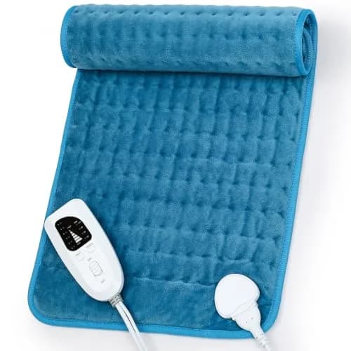 Deepsoon Electric Heating Pad 61cm x 30.5cm (24x12 Inch) | 6 Heat Settings & Auto Shut-Off — Blue
