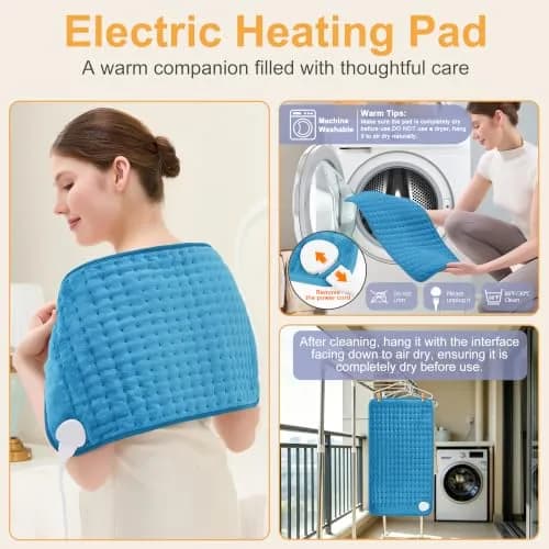 Deepsoon Electric Heating Pad 61cm x 30.5cm (24x12 Inch) | 6 Heat Settings & Auto Shut-Off thumbnail 7