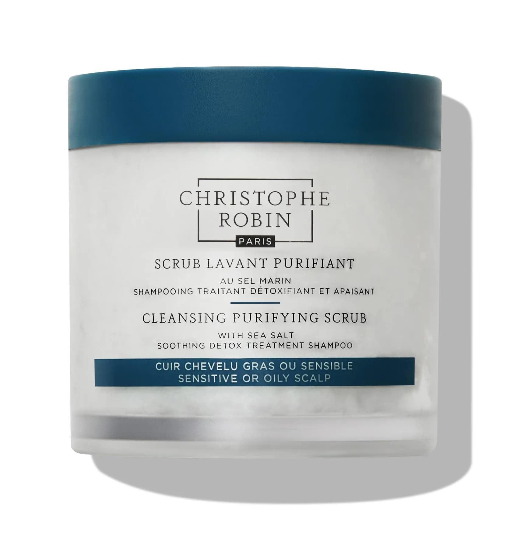 Christophe Robin Purifying Scalp Scrub with Sea Salt 250ml | Deep Cleansing Detox for Oily Roots & Sensitive Scalps