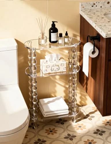 solaround Acrylic Oval Side Table, Narrow 7.8'' | Slim Small End Table with Beaded Legs thumbnail 9