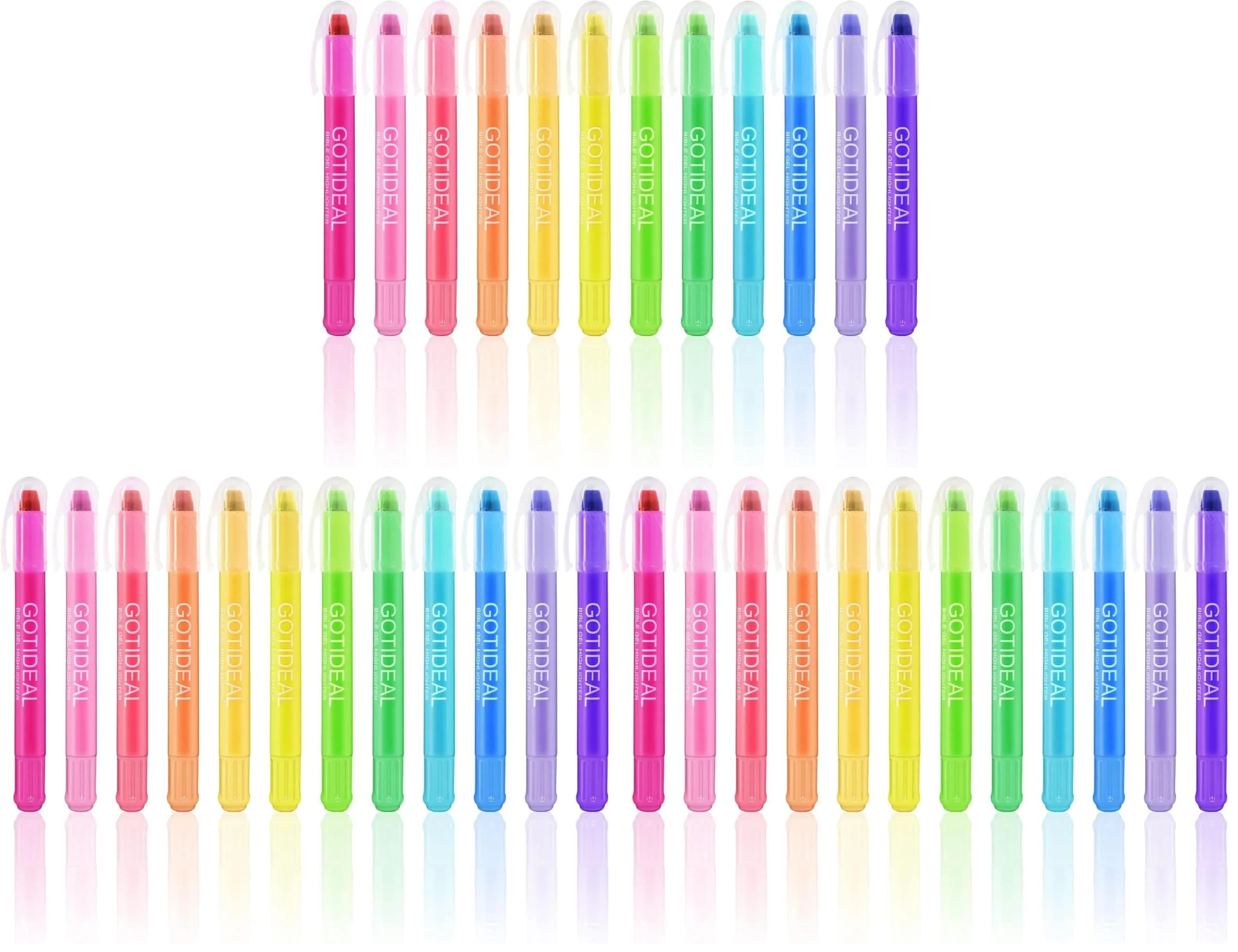 GOTIDEAL Bible Highlighters 36 Pack Assorted Gel Markers for Study & Journaling | No Bleed, Vibrant Colors — 36-Pack