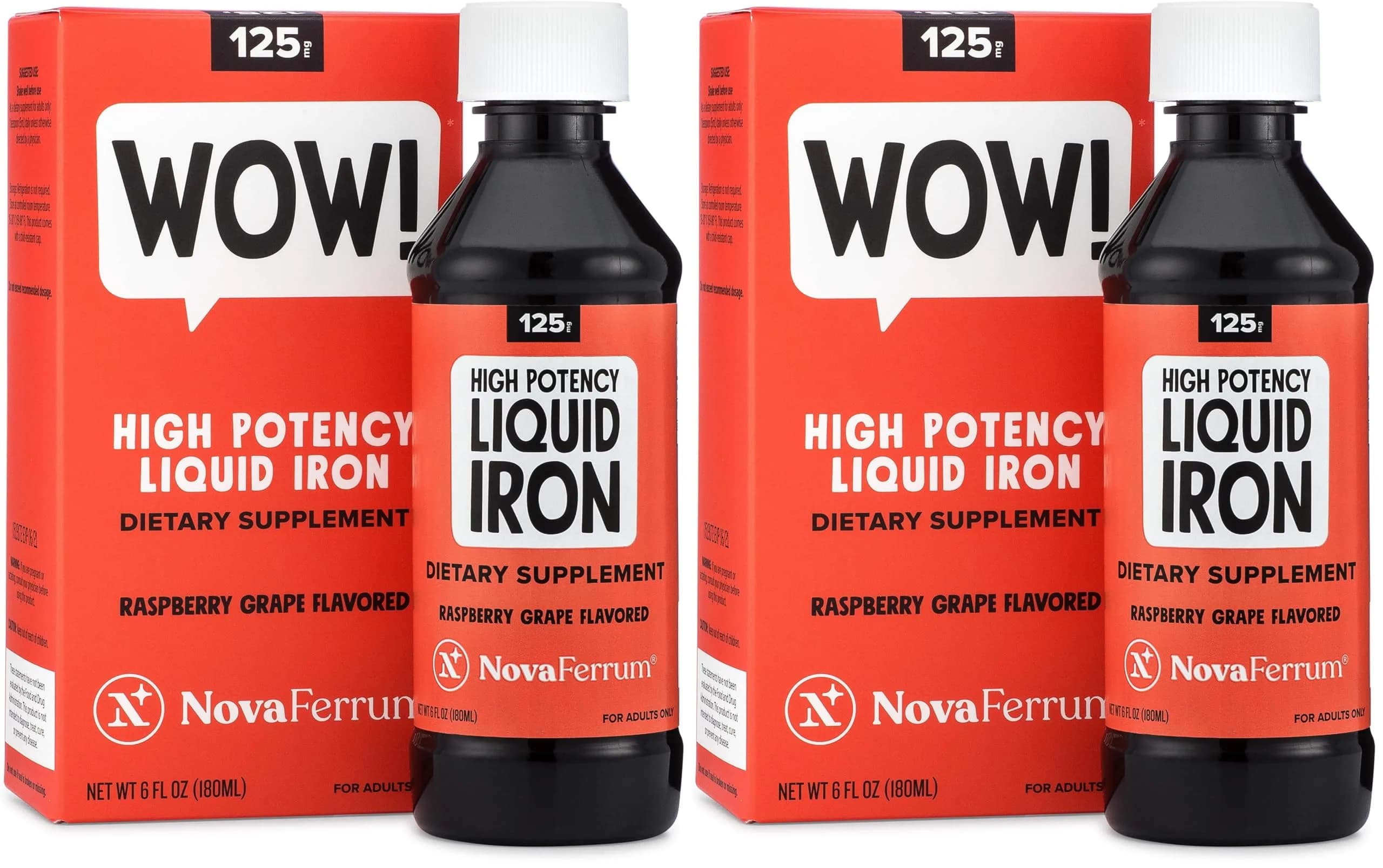 NovaFerrum Wow High Potency Liquid Iron Supplement 125mg 354ml (12 Fl Oz) | Clinically Proven for Adults - main product image