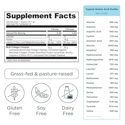 Ancient Nutrition Multi Collagen Powder Packets Unflavored 24 Servings (Pack of 2) | Supports Skin, Nails & Gut Health thumbnail 7