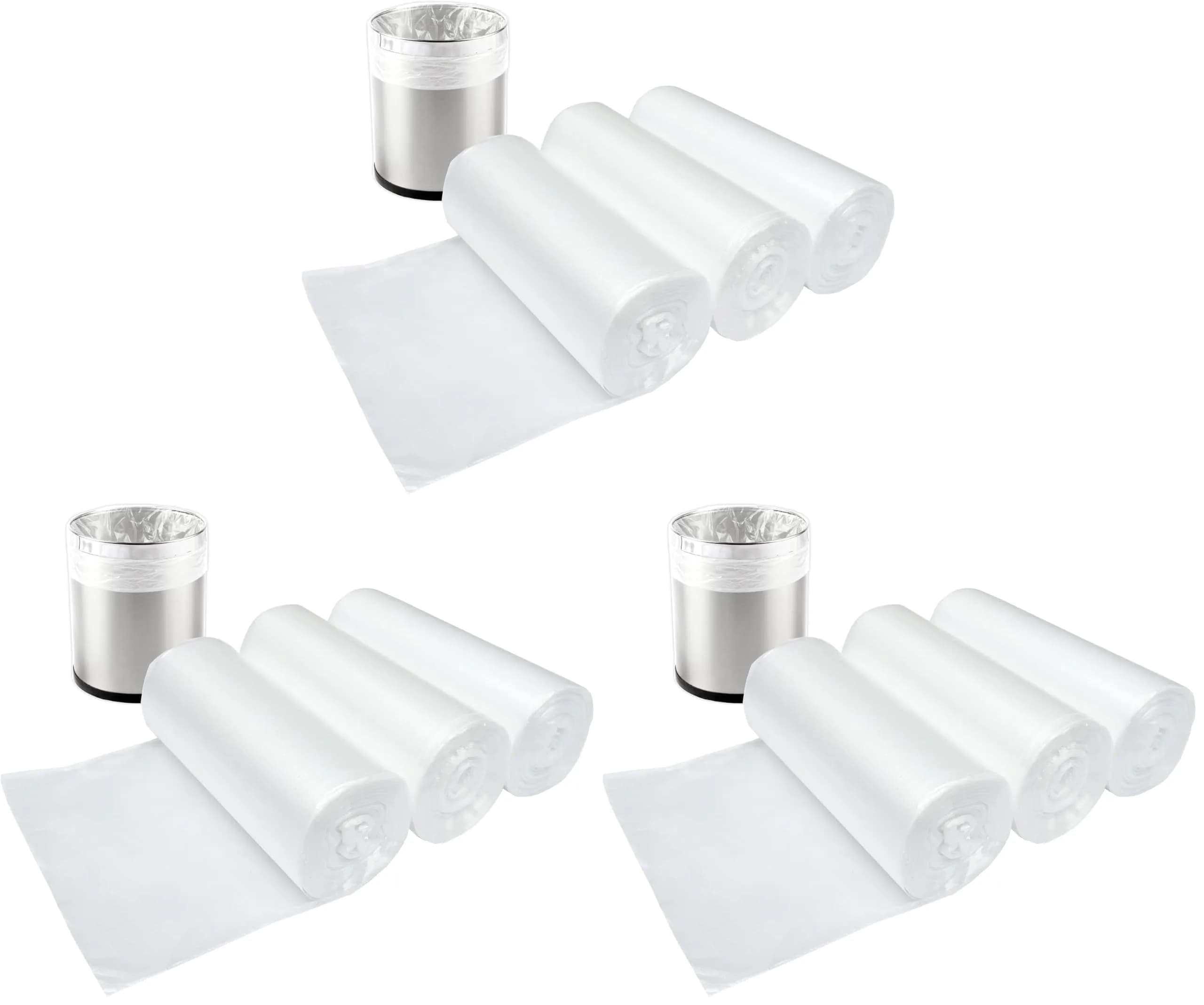 SOSOHOME Clear Waste Bags 4.5L (1.2 Gallon) | 150 Count Pack of 3