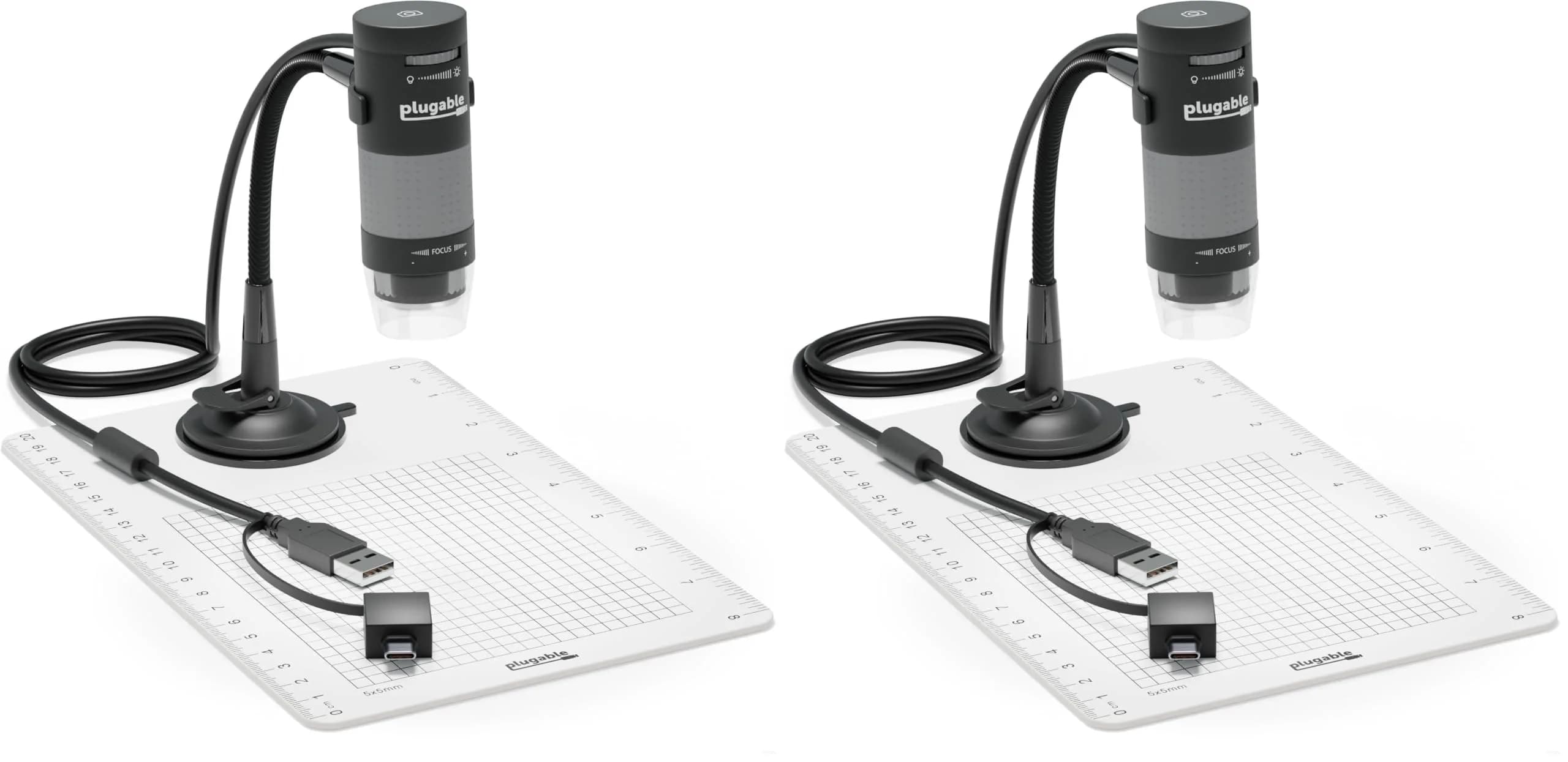 Plugable USB Digital Microscope 250x | 2MP Handheld USB & USB-C Microscope with Flexible Arm Stand for Electronics & Education
