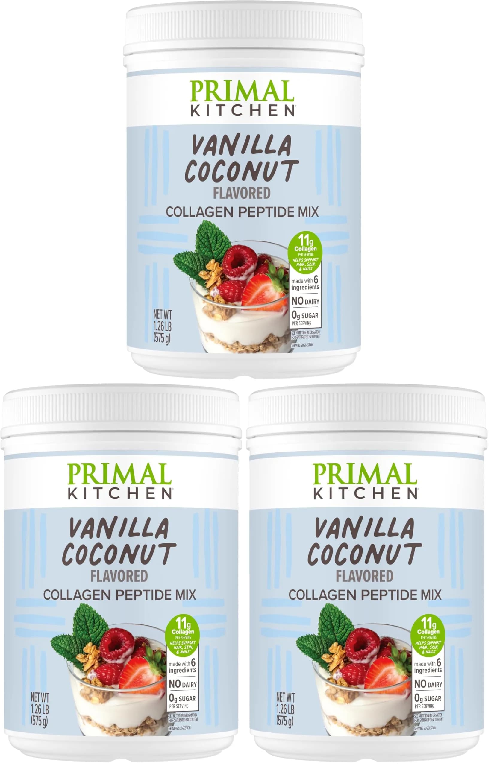 Primal Kitchen Vanilla Coconut Collagen Fuel Drink Mix 60 Ounces (1.8kg) | 11g Bovine Collagen Peptides Per Serving — 20 Ounce