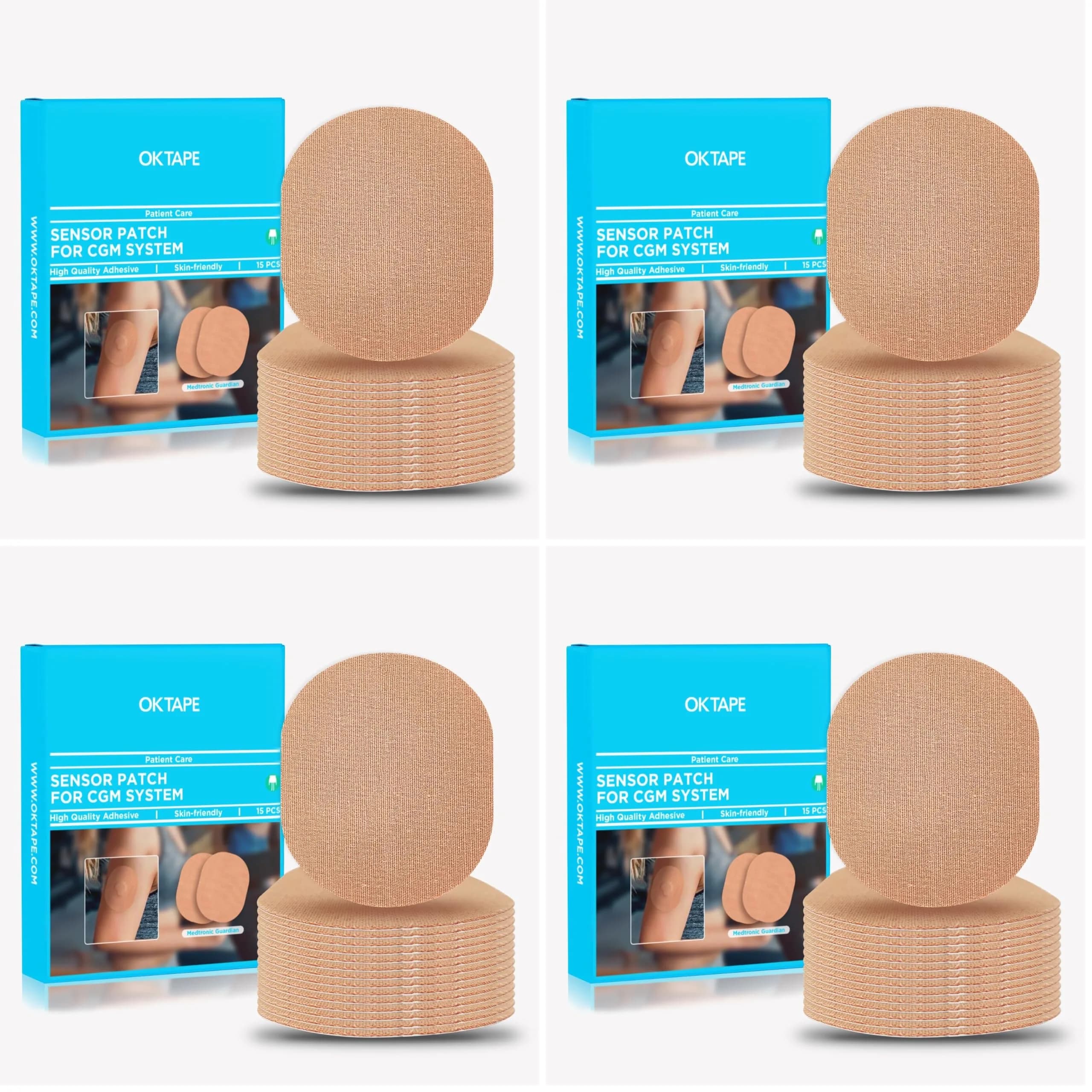 OK TAPE Adhesive Patches for Medtronic Guardian 60 Count (Pack of 4) | Waterproof & Sweatproof CGM Sensor Patches - main product image