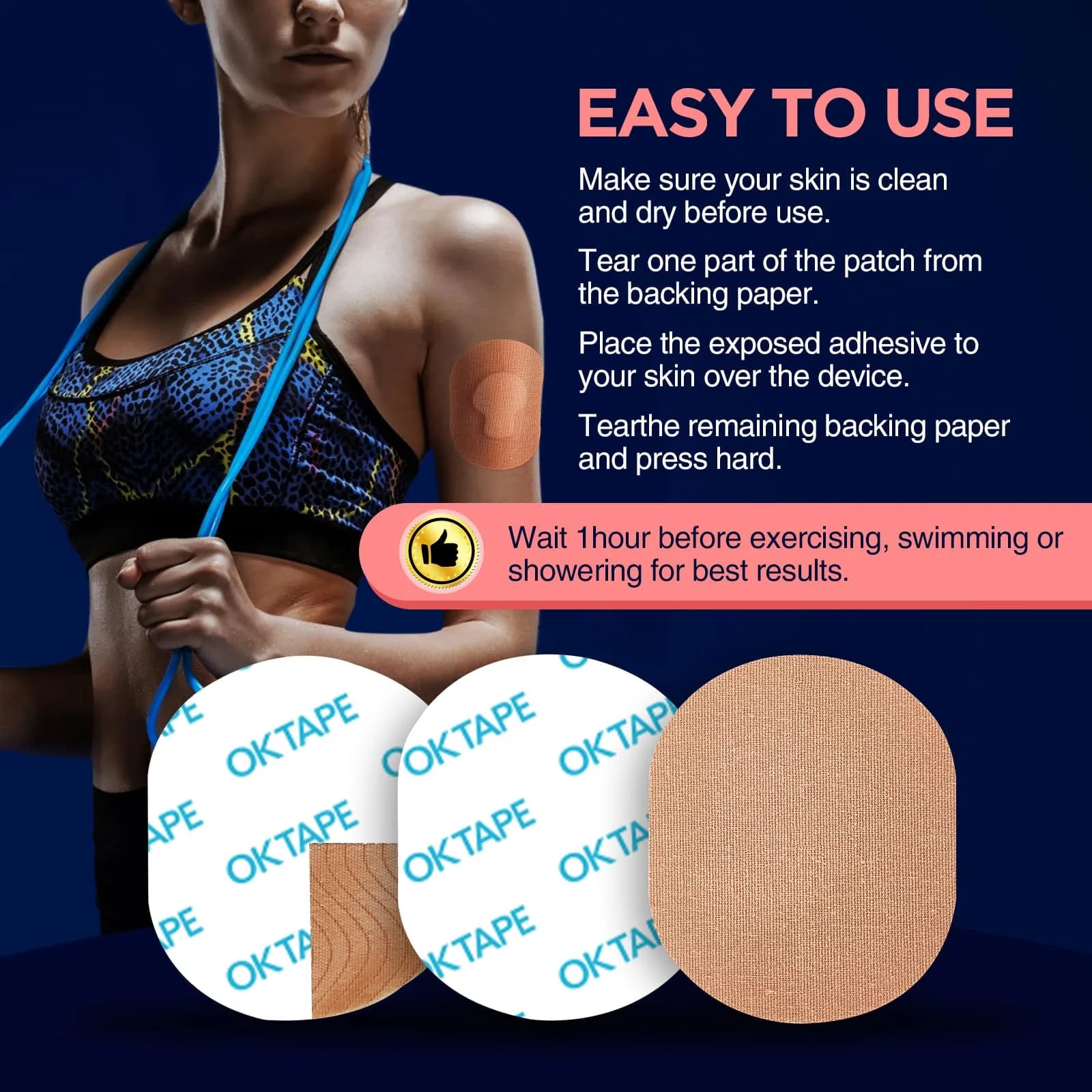 OK TAPE Adhesive Patches for Medtronic Guardian 60 Count (Pack of 4) | Waterproof & Sweatproof CGM Sensor Patches - view 4