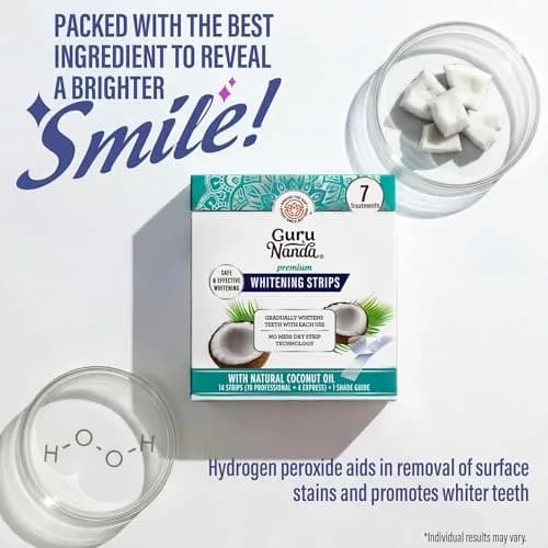 GuruNanda Teeth Whitening Strips Kit - 7-Day Treatment with Non-Slip, Dry Strip Technology - Whitening Designed with Care for a Brighter Smile (Pack of 4) thumbnail 5